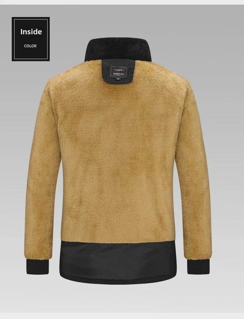 Men's Thick Plush Cotton Jacket, Large Size, Year-Round Warm Casual Coat