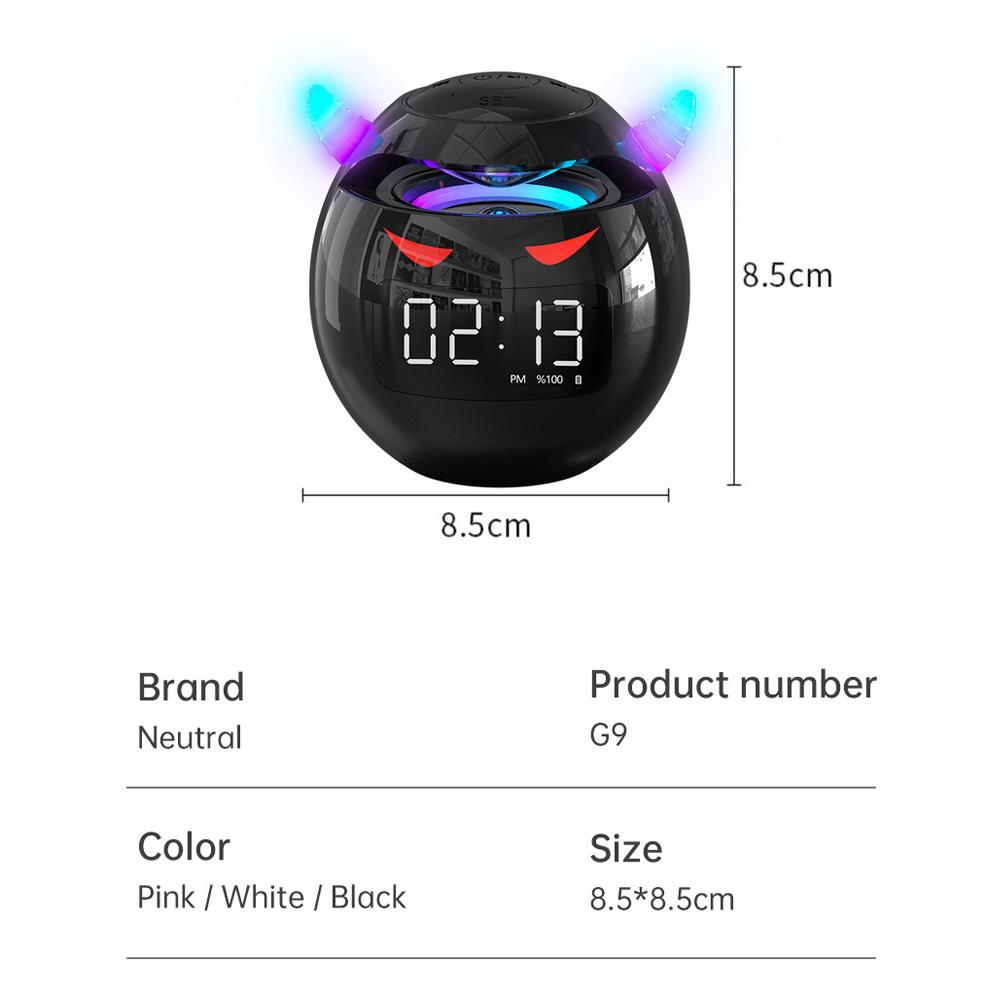 Niedlicher Wecker Bluetooth-Lautsprecher mit LED Digital TF Dualer Wecker Lautsprecher Heimdeko Kinderzimmer Schlaf Tischuhr