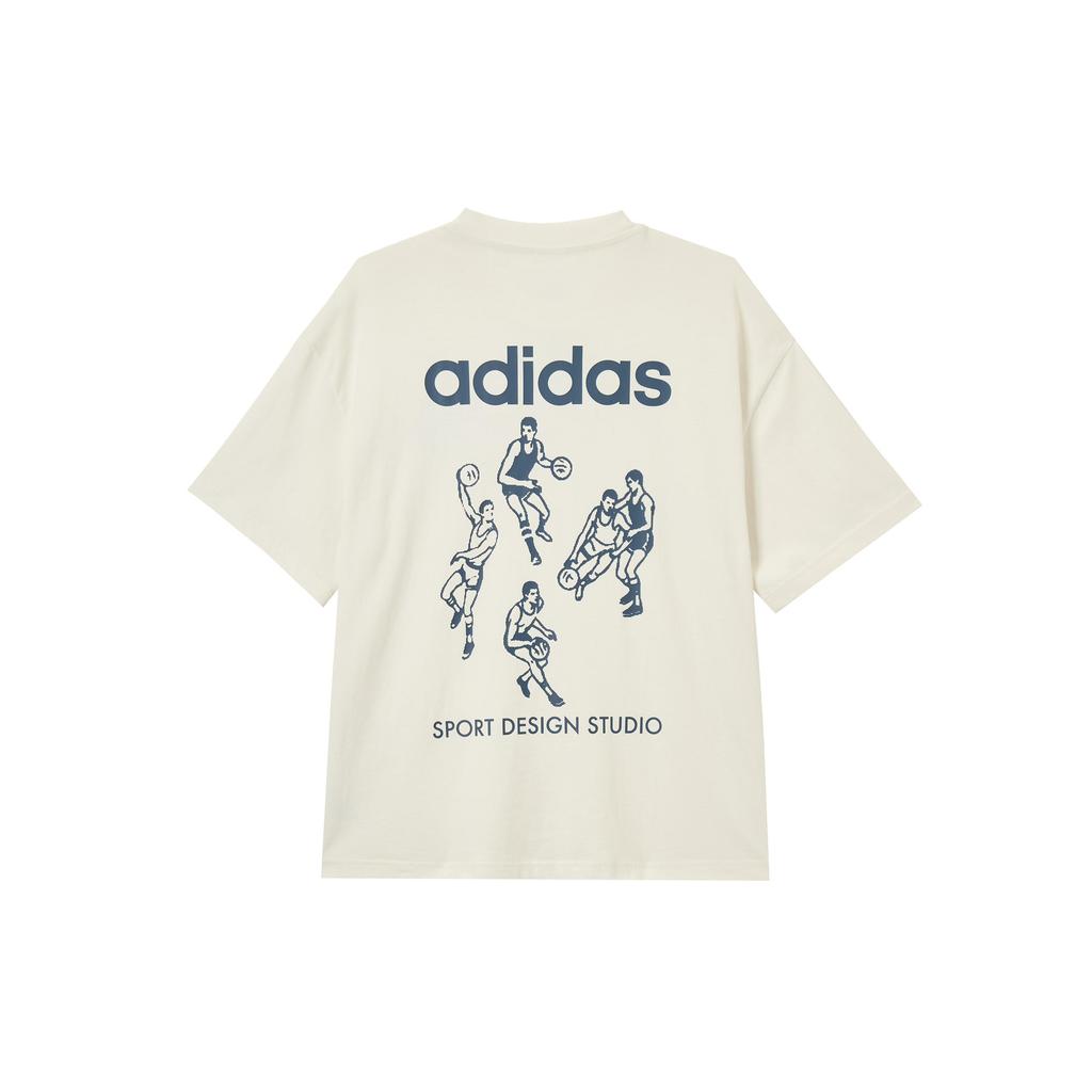 Adidas T Shirts Unisex White Crew Neck Moderate Straight Fit JX9127-