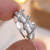 Geometric Crystal White Zircon Rings For Women Classic Silver Color Engagement Bands Wedding Jewelry