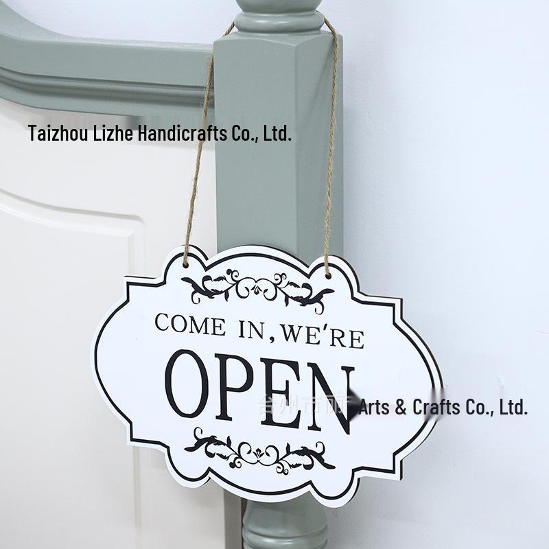 Double-Sided Wooden Hanging Door Sign for Home or Business Decor