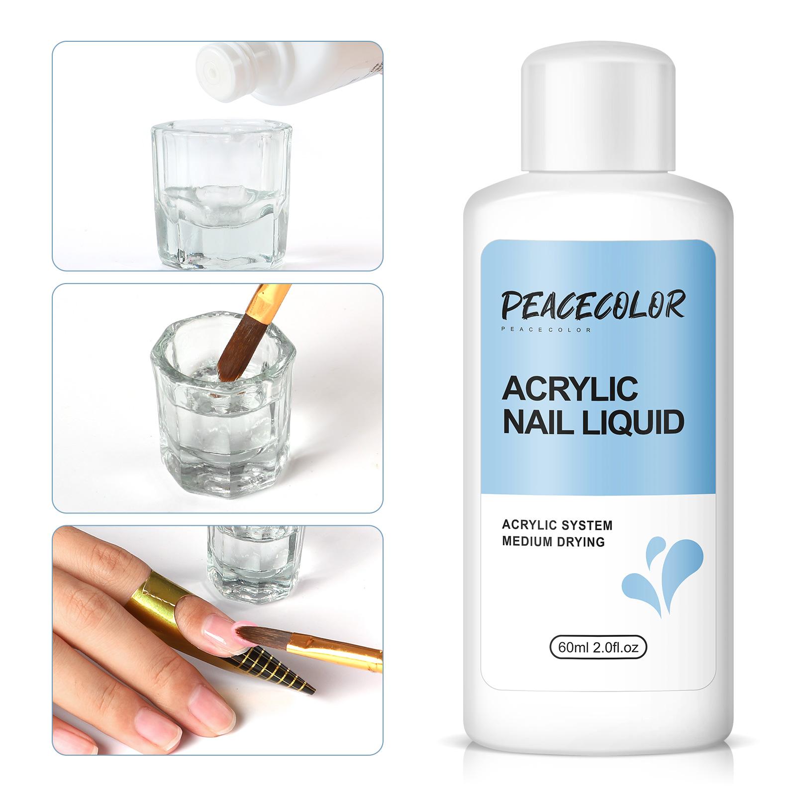 

PEACECOLOR 60 мл акриловая жидкость для наращивания ногтей Нужна акриловая пудра 3D-резьба с кристаллами Дизайн накладные ногти Быстрое наращивание ногтей Набор жидкостей для дизайна ногтей