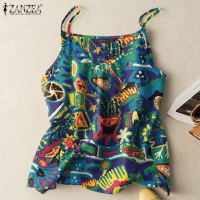 Canotte estive senza maniche con stampa scollo a V casual da donna