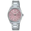 Reloj para mujer de cuarzo con correa de acero, 50m resistente al agua, esfera rosa LTP-1302DD-4A1V