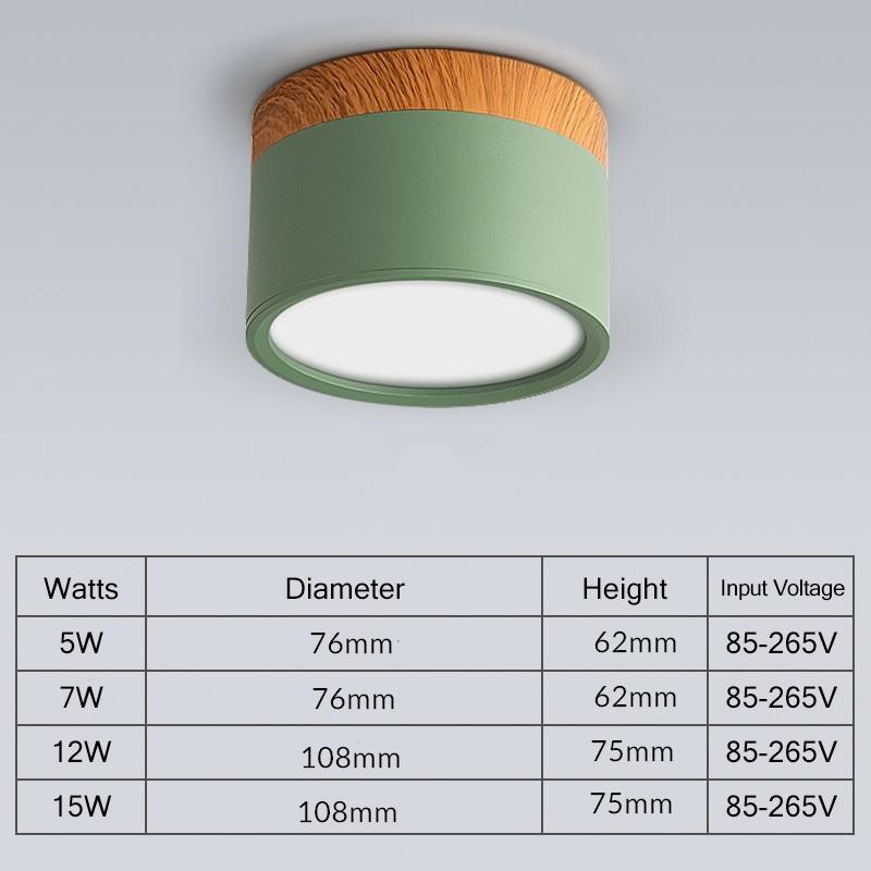 LED stropní svítidla 5W 7W 10W 12W 15W Macaroon Stropní Nordic Wood Grain Přisazená bodová světla Vnitřní lobby Obývací pokoj Ložnice