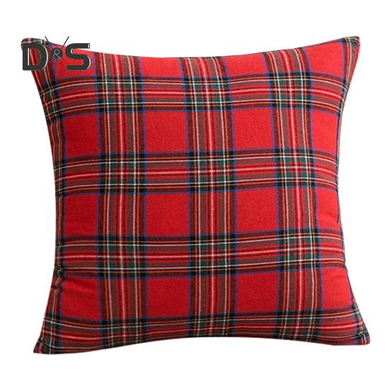 Retro Pillowcase Geometric Plaid Print 18/20 Inch Frosted Hair Surface Hidden Zipper Square Shape Living Room Bedroom Car Sofa Decoration Cushion Sham