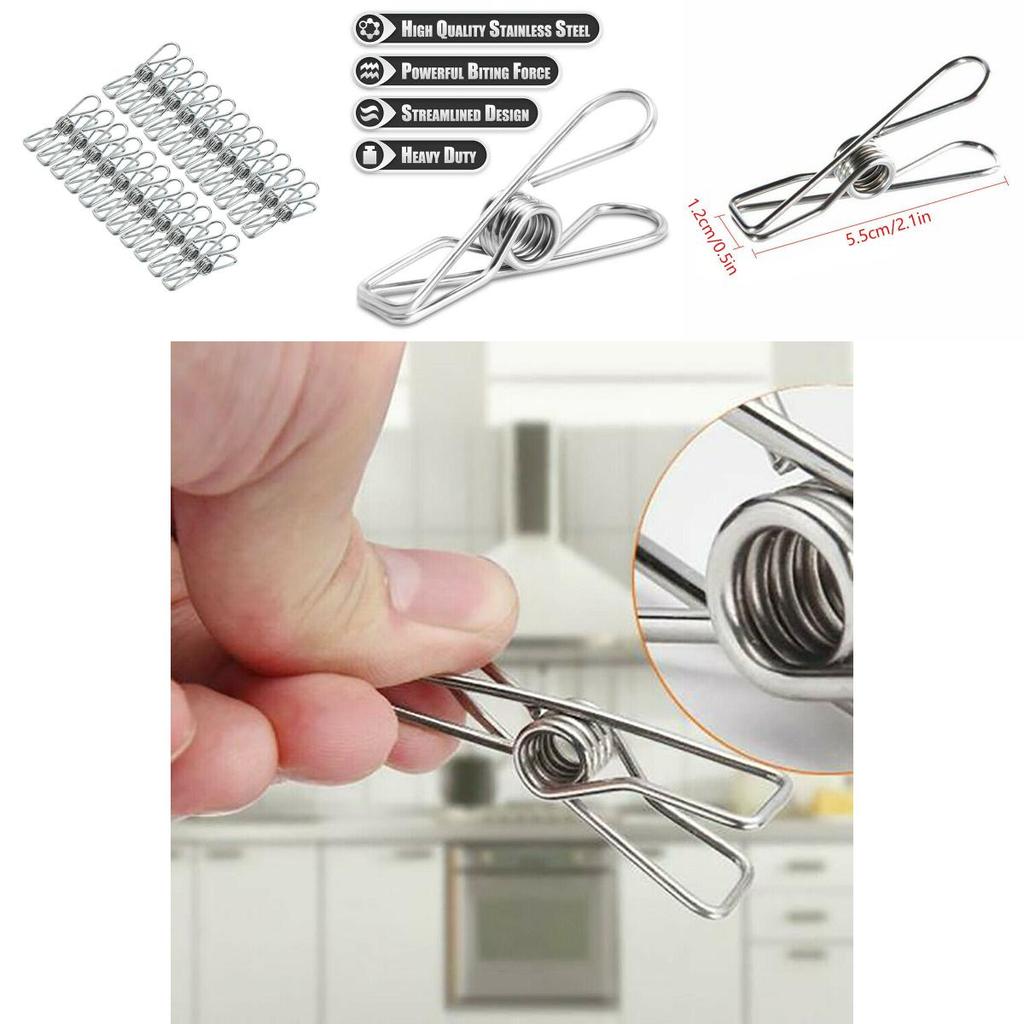 Kompakte und stilvolle 20x Wäscheklammern aus Edelstahl für den Mehrzweck-Haushalts- und Bürogebrauch