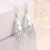 New Fashion Silver Color Stackable Hollow -Out Rhombus Mosaic Cubic Zircon Earrings For Women Long Tassel Jewelry Gift