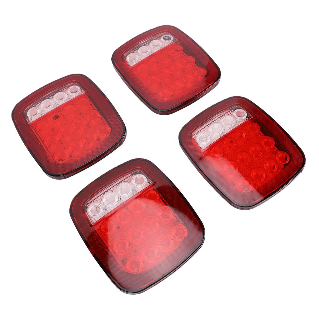 4x Universal 16 LED Stop Tail Turn Signal Backup Reverse Brake Light Universal for 12V Trailer Truck RV Caravan Heavy