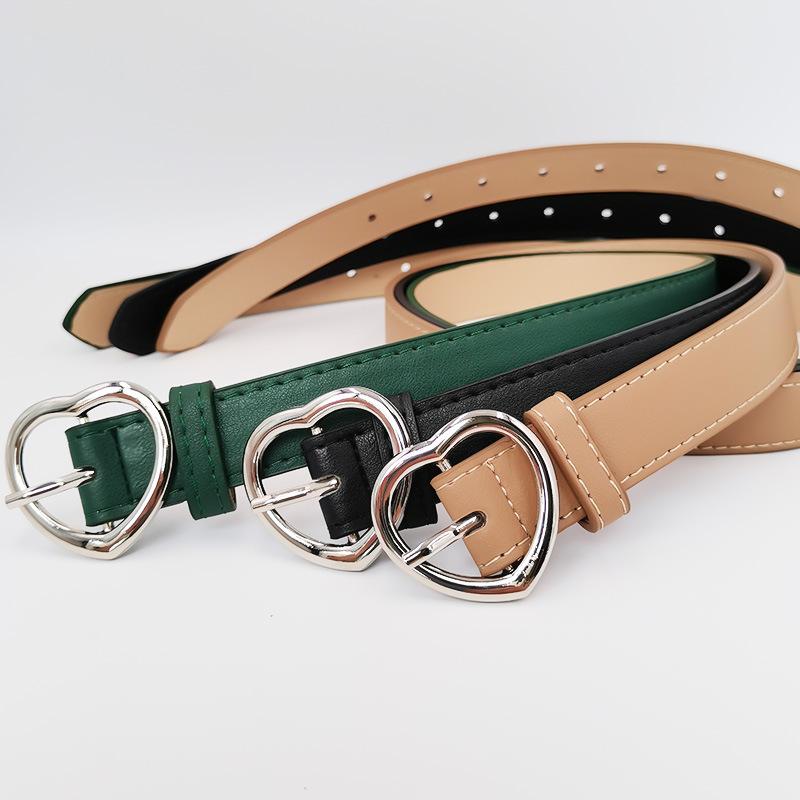 Simple New Love Alloy Pin Buckle Women's Belt Glossy Versatile Clothing Decoration PU Belt