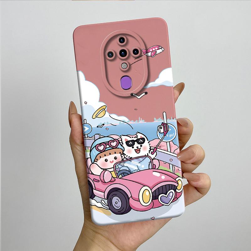 For Tecno Spark 6 KE7 Case Spark6 Silicone TPU Soft Phone Casing Sweet Painted Printed Shockproof Protective Back Cover