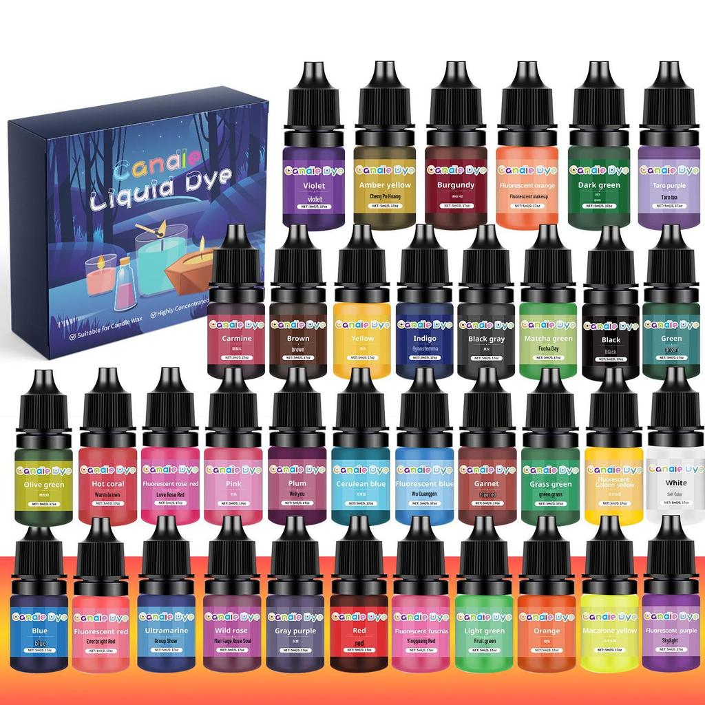 36-Color Set: High Concentration Oil-Based Colorant for Candle & Soap Making (5ml each)