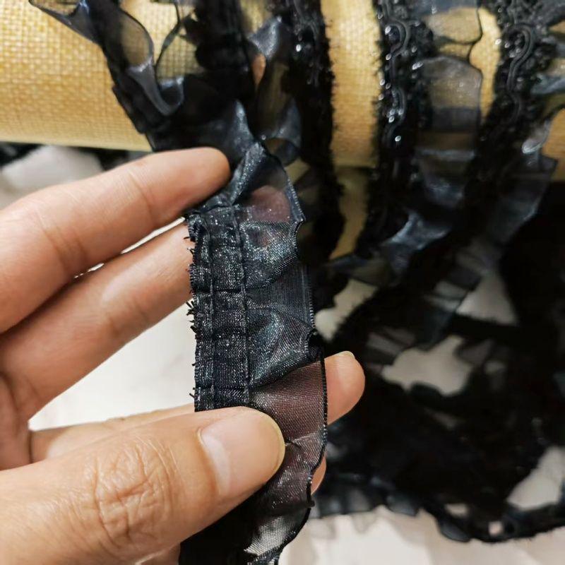 Decorazione Colletto e Polsini in Pizzo Nero a Doppio Strato Fai da Te per Vestiti/Bambole per Animali