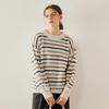 Striped Color Block Women's Drop Shoulder Cashmere Pullover Sweater