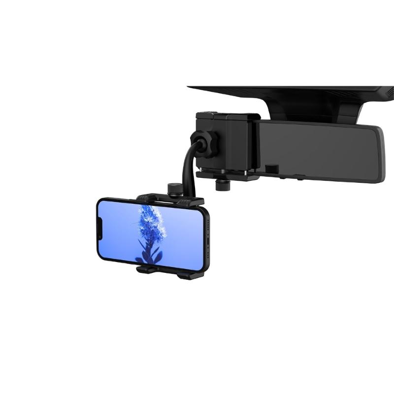 Auto Clamping Phone Holder for Car Rearview Mirror Antislip Silicone Universal Mount with 360 Rotation