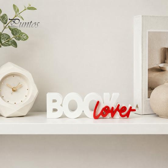 Bookshelf Decor for Reading Lovers 3D Printed Book Lover Ornament Decor, Letter Sign Minimalist Home Decoration Accessories Study Desk Corner Library,