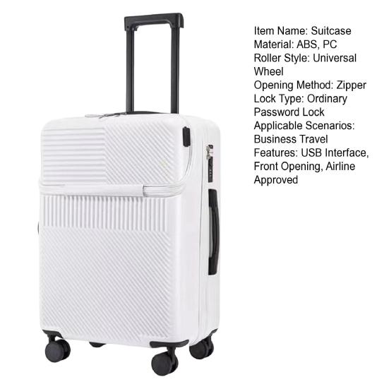 20 Inch Carry-On Suitcase Hard Shell Scratch-resistant Surface with Zipped Pocket USB And Code Lock Silent Spinner Wheel