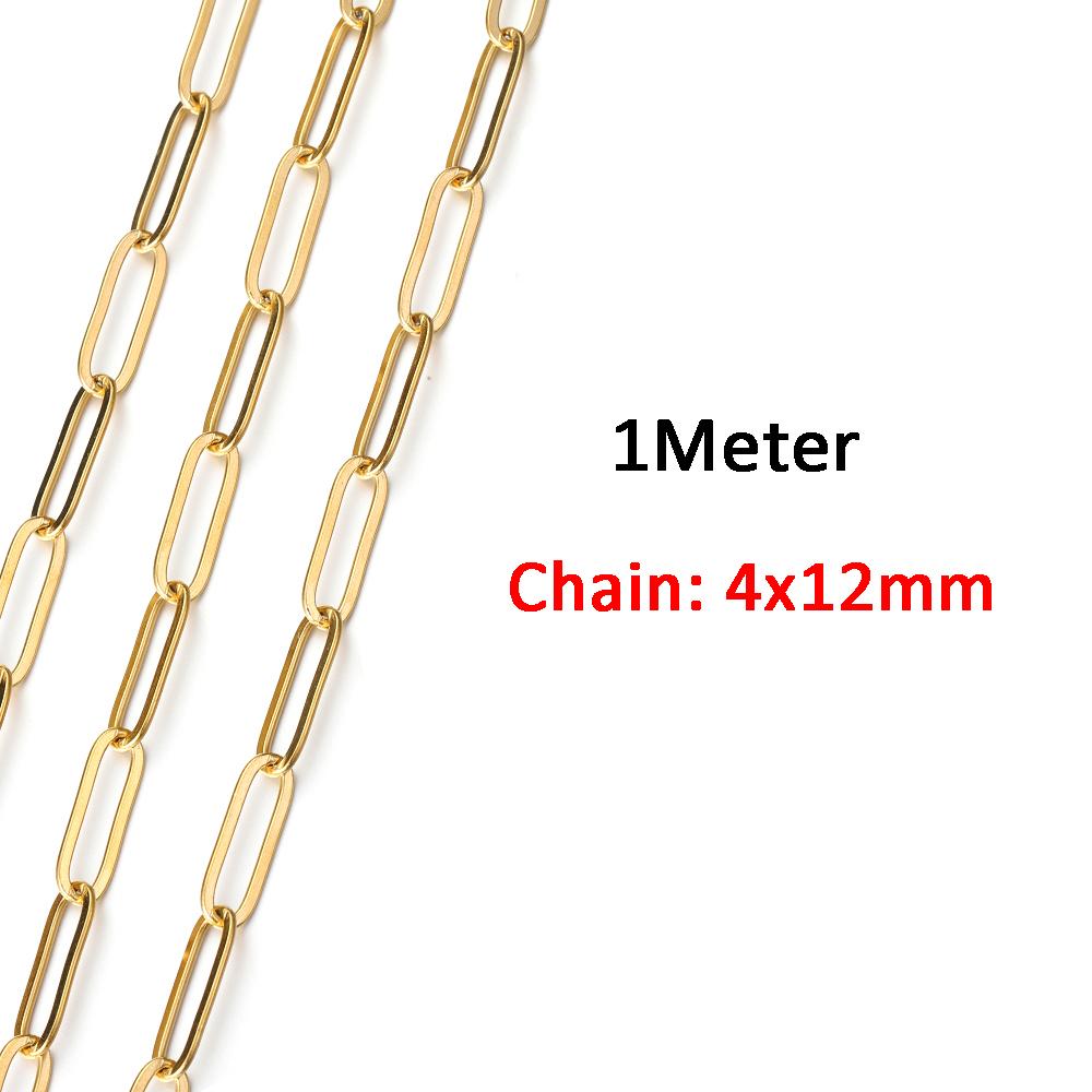2Meters/1Meter Stainless Steel Chain High Quality Gold Color Chains for Bracelet Necklace Jewelry Making DIY Findings Wholesale