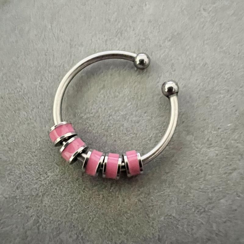 Women Men Open Ring Adjustable Anxiety Relief With Enamel Bead Opening Decoration Accessory Stacking Spinning Ring