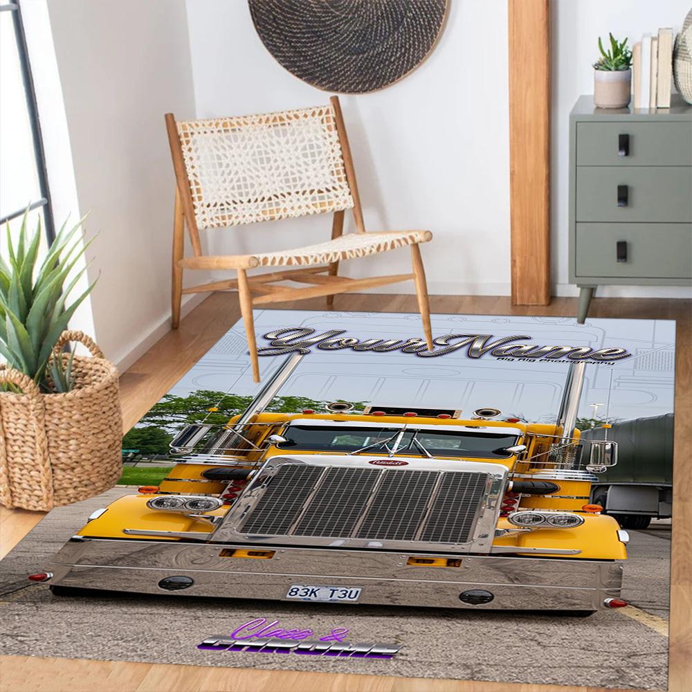 Kw Heavy Trucks Customizable Name Floor Mat Perfect for Hallway Bedrooms Outdoor Entryway Anti-slip Rug Decorate Offices