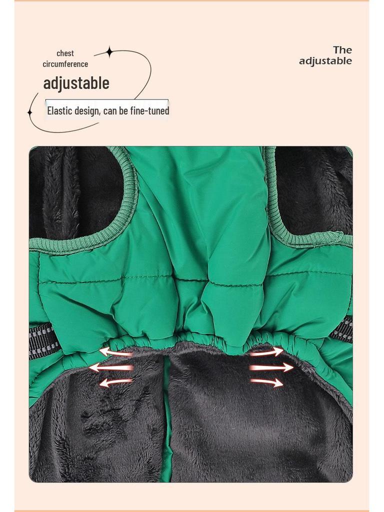 Warm Reflective Dog Coat with Harness - Thickened Cotton for Autumn/Winter