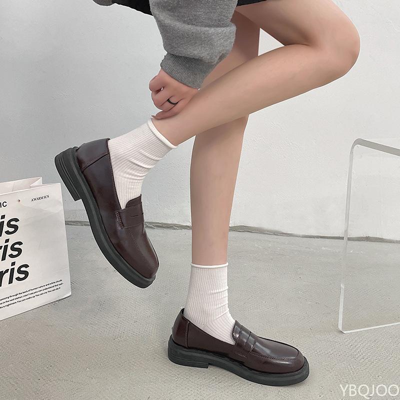 Fashion Round toe small leather shoes for spring autumn new style simple comfortable versatile casual daily non tiring single shoe