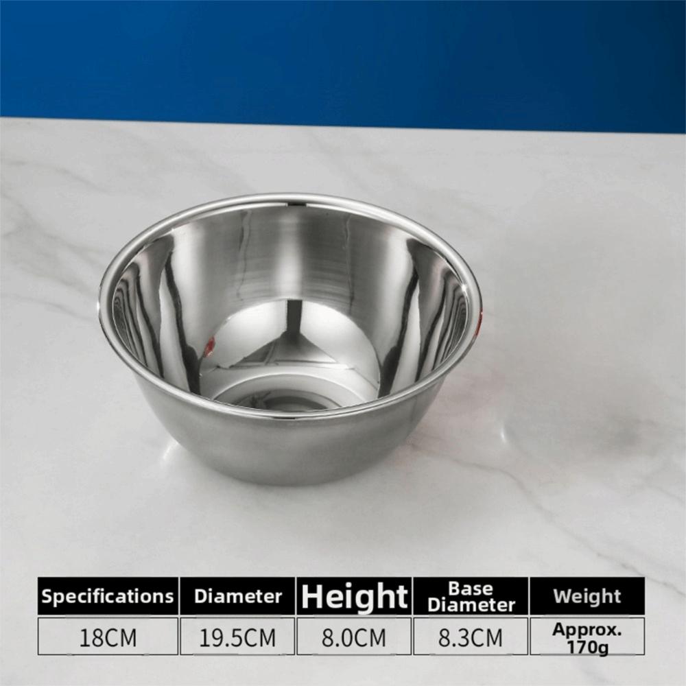 Stainless Steel Soup Bowl 12/14/16/18/20/22/24cm Mixing Basin Salad Mixing Bowls