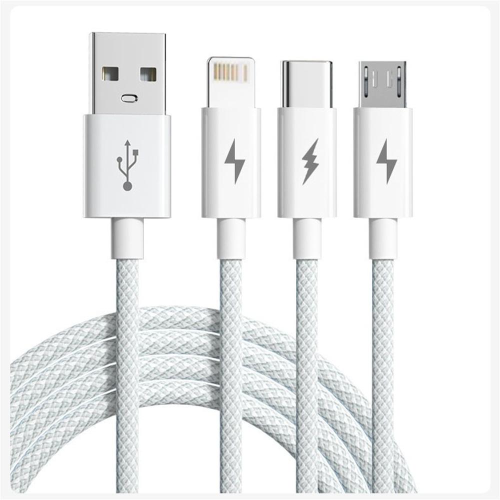 

Кабель USB C 66 Вт 6 А 3 в 1 Кабели для передачи данных со сверхбыстрой зарядкой для iPhone Huawei Xiaomi Samsung Многофункциональный кабель USB на Type-C MicroUSB IOS 1.2m серый