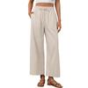 Women’s Wide Leg Long Casual Pants with Drawstring Waist and Pockets Relaxed Fit Lightweight Beach Style Trousers for Everyday Wear