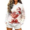 Felpa con cappuccio da donna casual a maniche lunghe con stampa natalizia