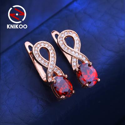 Rode Clipoorbellen Voor Vrouwen Zirkonia Mode Blad Studoorbellen Sieraden Voor Bruiloft Feest Cadeaus