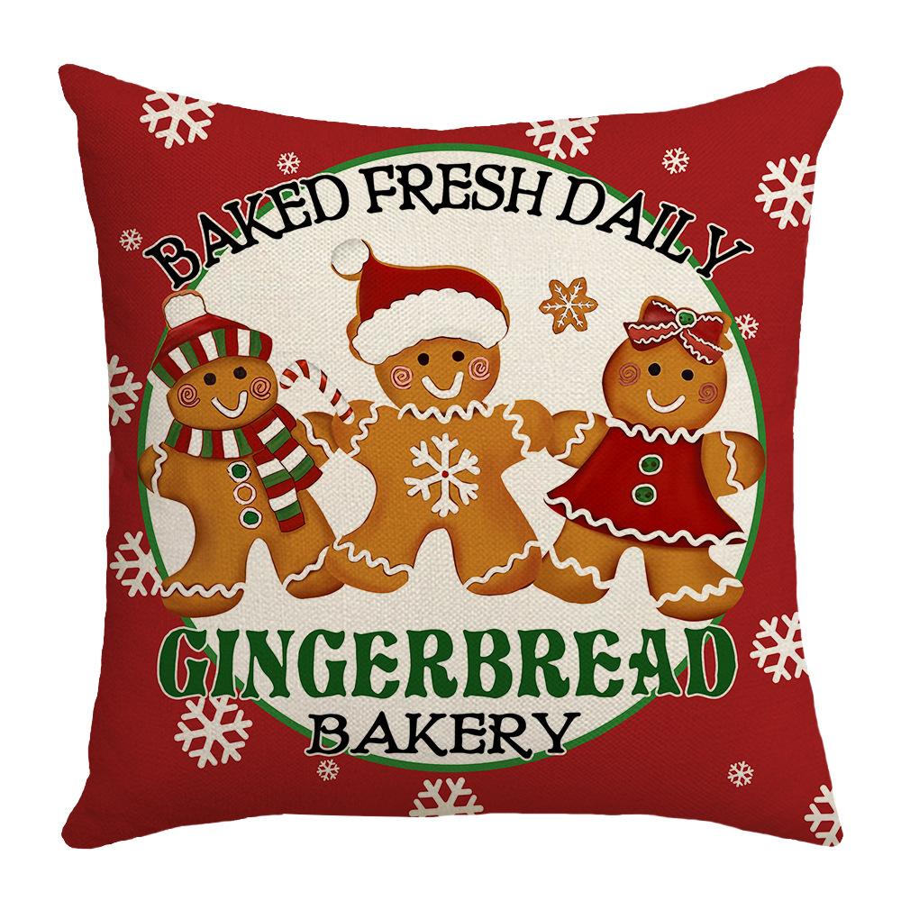 New Christmas Cushion Sugar Cookie Cartoon Cute Text Home Cushion Pillow Cover