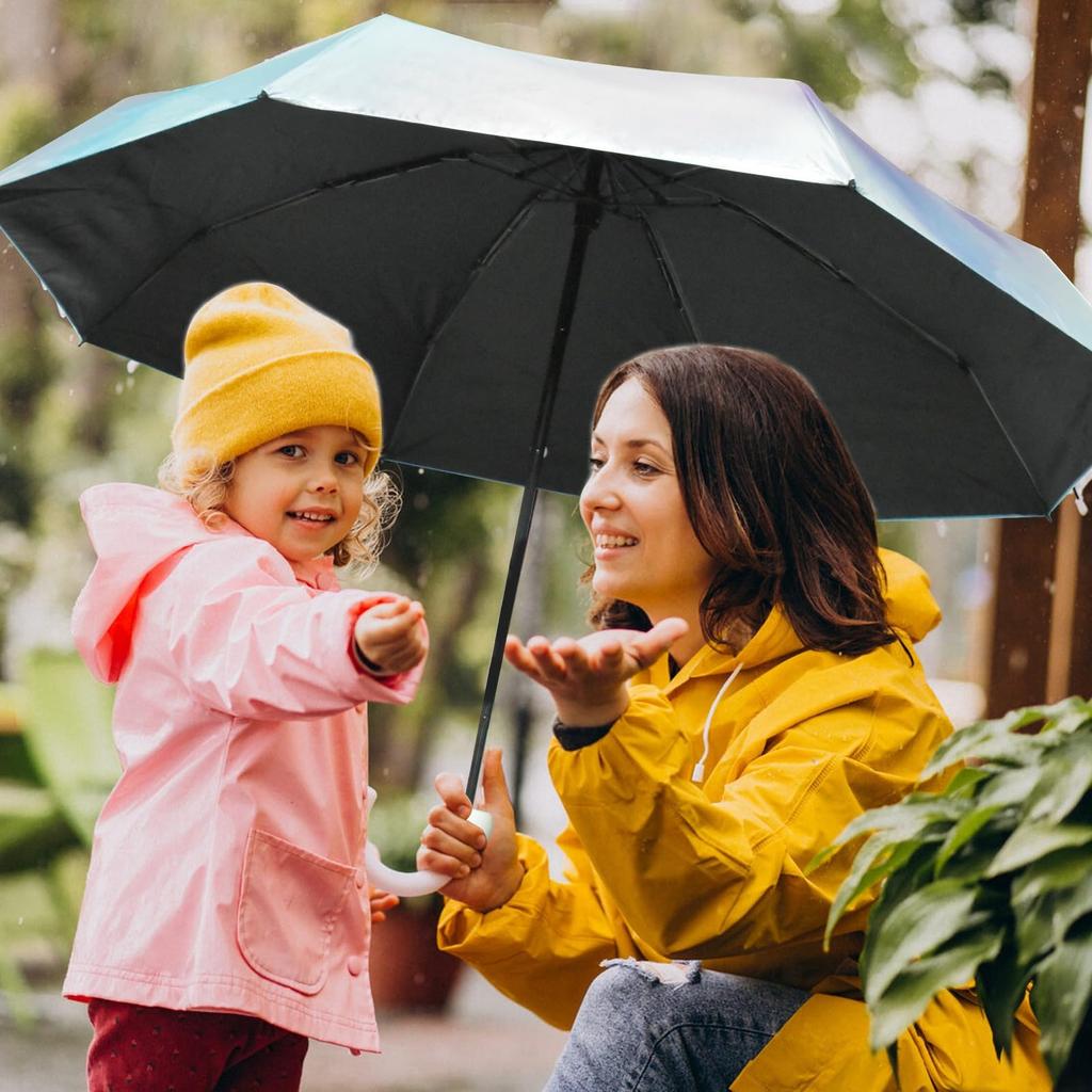 Folding 8 UV Heat Suitable for Both Sunny and Rainy Sun Comes with Small Storage Pouch Parasol, Ribs, Men's & Women's, Windproof, Water-Repellent,