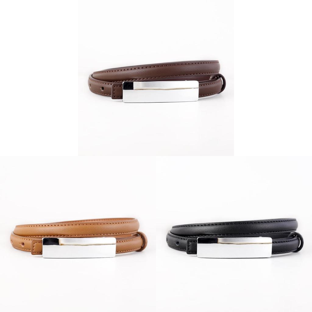Leather Waist Belt For Women With Alloy Buckle And Punched Detailing For Office Style