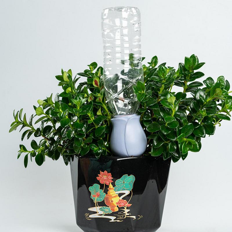 Terracotta Plant Watering Stakes 4X Decorative Flower-Shaped Natural Plant Waterer Devices Natural Clay Plant Garden Waterers
