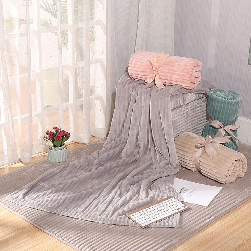 Nordic Fluffy Blanket Portable Thick Flannel Soft Solid Color Heated Throw Blankets Summer Sofa Nap Quilt For Travel Home Office