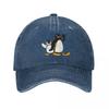 Pingu Berretto da Baseball Unisex da Donna Pinguino Denim Usurato Lavato Cappelli Berretto Classico da Esterno Corsa Golf Snapback Regolabile