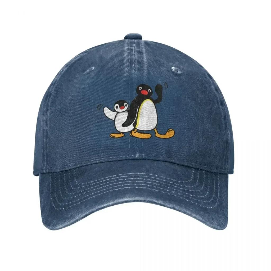 Pingu Berretto da Baseball Unisex da Donna Pinguino Denim Usurato Lavato Cappelli Berretto Classico da Esterno Corsa Golf Snapback Regolabile