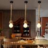 Lixada 50cm AC220V E27 Einköpfige Vintage Hanfseil Hänge-Pendel Deckenleuchte Lampe Industriell