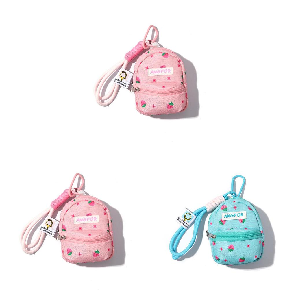 Strawberry Pattern Polyester Keychain Wallet With Durable Material For Daily Use
