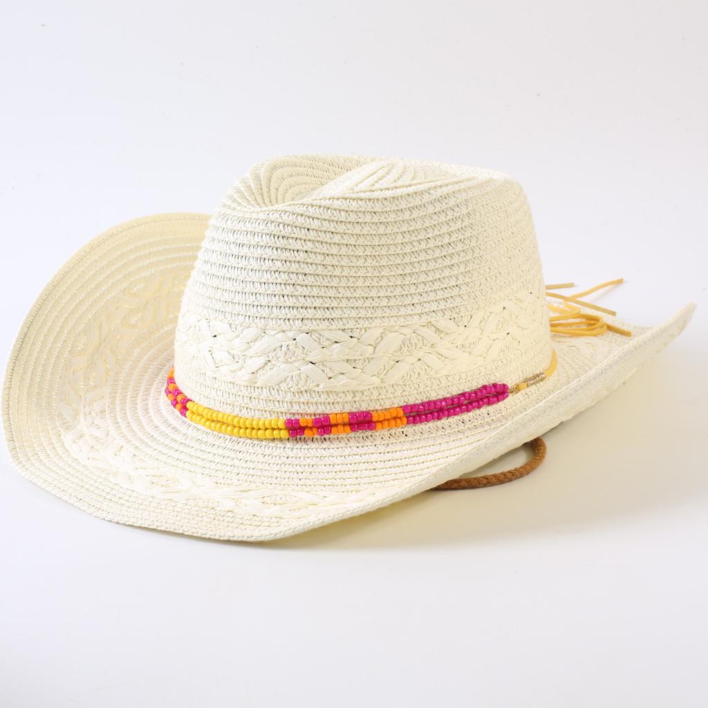 Popular European and American Classic Straw Woven Western Cowboy Hat Men's and Women's Outdoor Fashion OL Wind Woven Top Hat