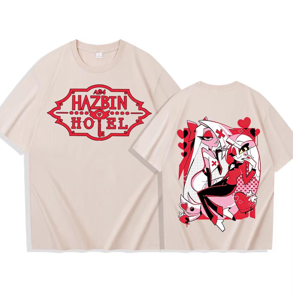 T-shirt en Coton Pur Hazbin Hotel, Style Vintage pour Homme, Succès 2026, T-shirt d'Été Court à Manches Courtes Lâche Unisexe Harajuku