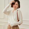 Elegant Slim-Fit Cross V-Neck Cashmere Knit Sweater - Women's Autumn Solid Color Pullover