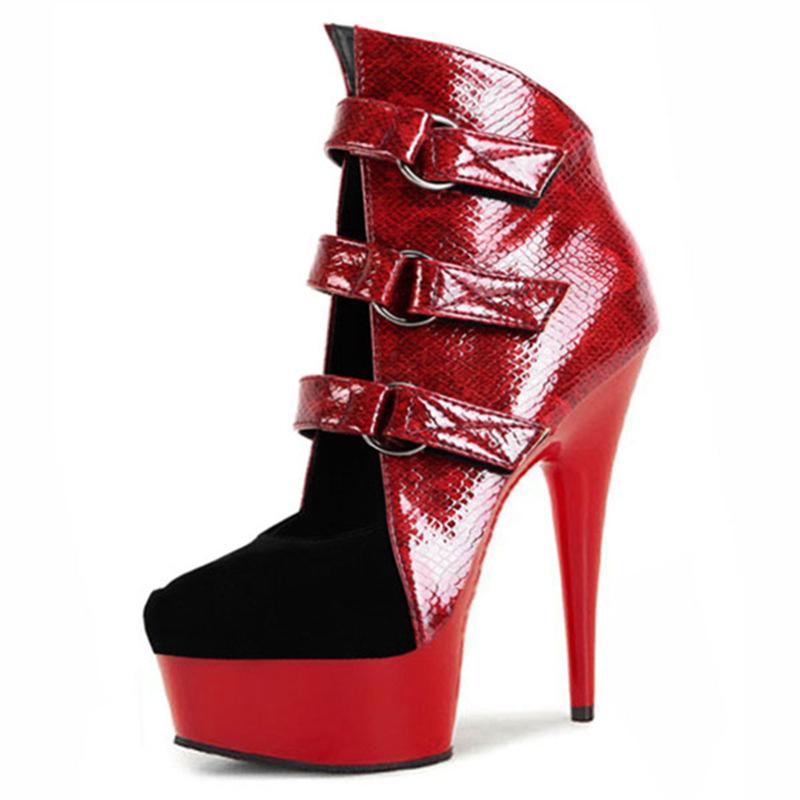 Fashion trend 15cm waterproof table style front buckle low boots shoes