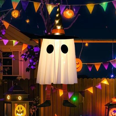 Halloween Hanging Glowing Hat Light Up Props Creative Outdoor Decor for Indoor