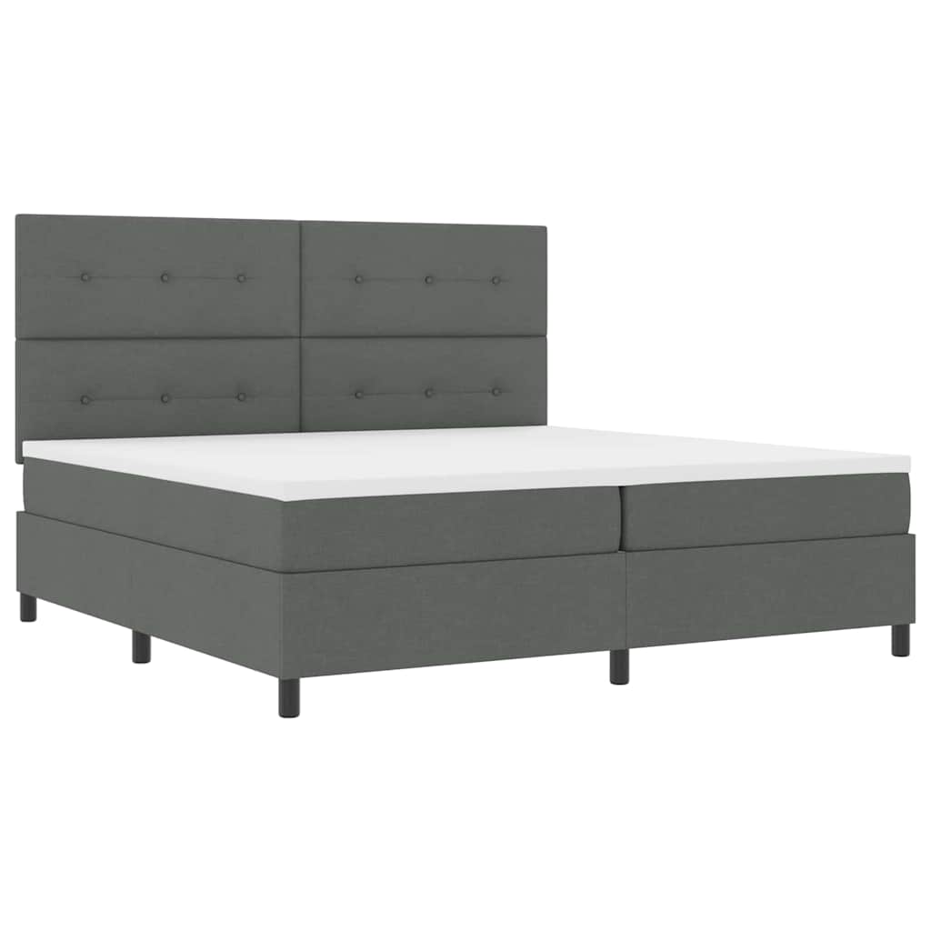 Box Spring Bed with Headboard Dark Gray 200 x 200 cm Fabric