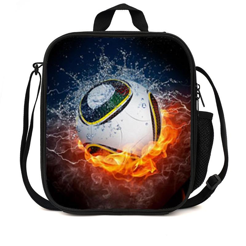 Football Basketball Pattern Children'S Lunch Bag Elementary School Lunch Box Bag Fashion Trend Boys' Lunch Bag