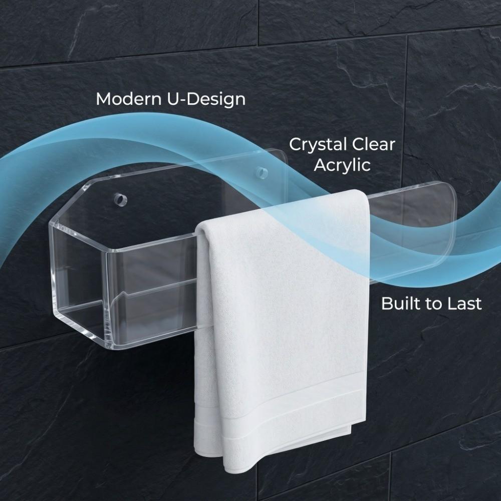 Transparent Black Hand Towel Holder Wall Mounted Towel Hanger Bathroom Kitchen Toilet Laundry Room
