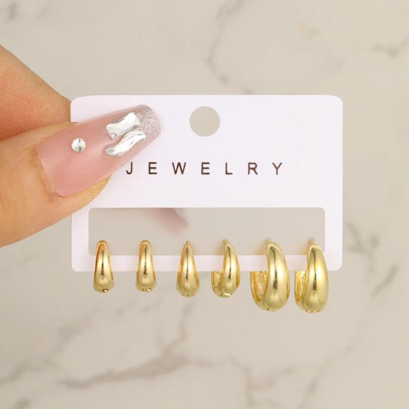 6Pcs/set Alloy Minimalist Huggie Hoop Earrings for Women Simple Metal Circle Small Earrings Punk Unisex Rock Jewelry KTJ