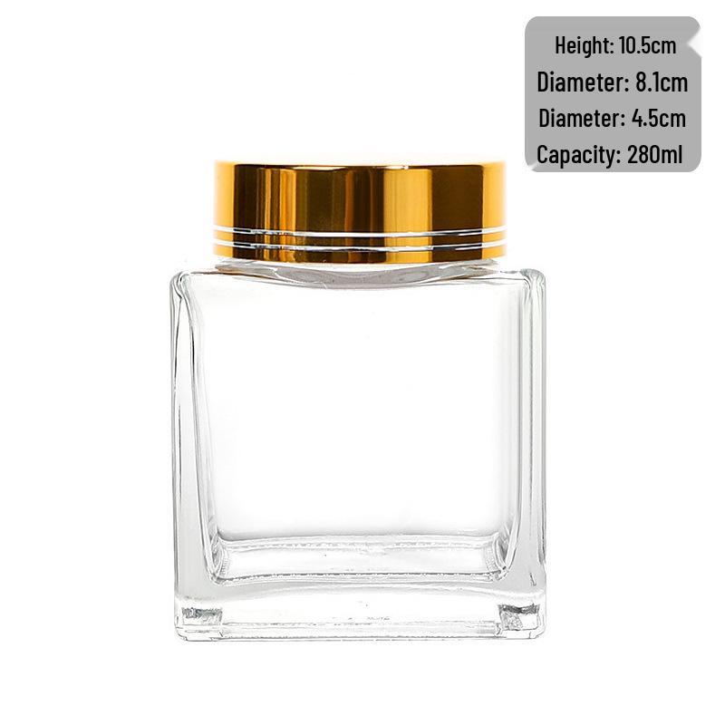 New Wide Mouth Transparent Honey Glass Jar - Thick Square Design for Bird's Nest and Jam